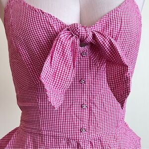 NWOT Japna Peplum Red and White Gingham Top Size Small